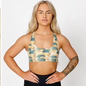 Feed Me Fight Me GOLDEN SAGE KEYHOLE Sports BRA Cross Back Size 8/Medium
